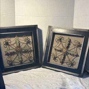 Uttermost Black Framed Wall Art with Green and Gold Accents Vintage